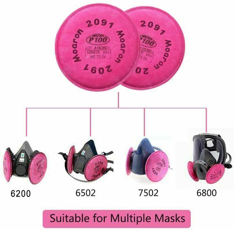 20PCS (10 Pairs) 2091 Filters for 6200 6300 6800 7502 Series Respirator 2091CN