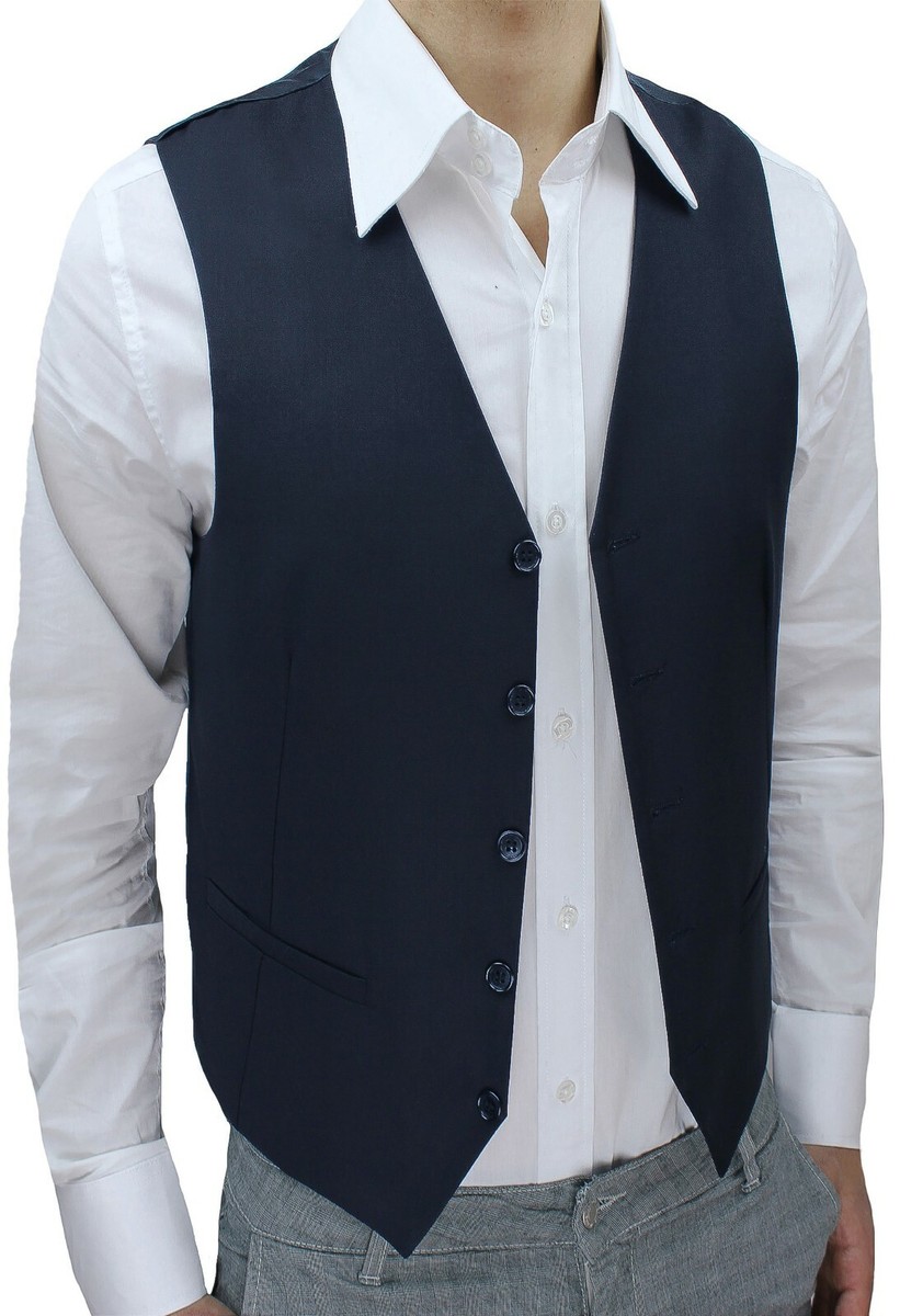 Gilet Uomo Elegante Doppiopetto Slim Fit Grigio Scuro (Taglia XL)