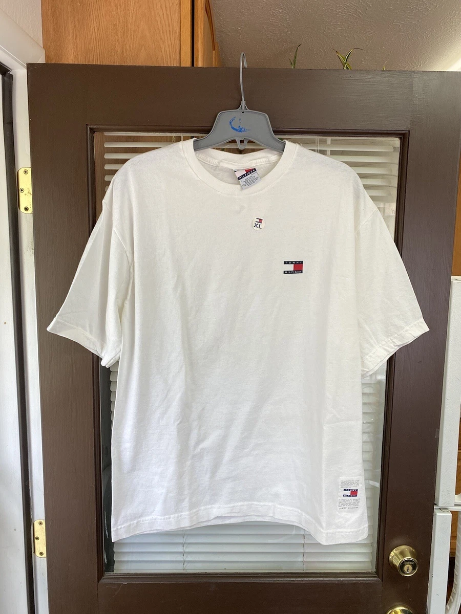 NWT Vintage Tommy Hilfiger Plain White T-Shirt 90&#039;s VTG | eBay