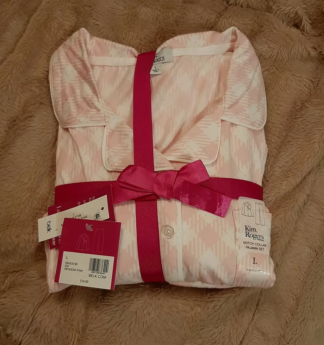 Kim Rogers Notched Pajama 2 piece set size Large NWT Long Sleeve