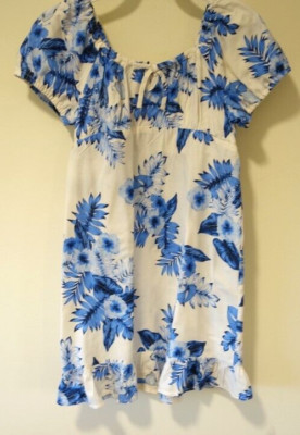 NWT Sugar & Jade Blue Floral Ruffle Hem Dress Girl's Size 16-18