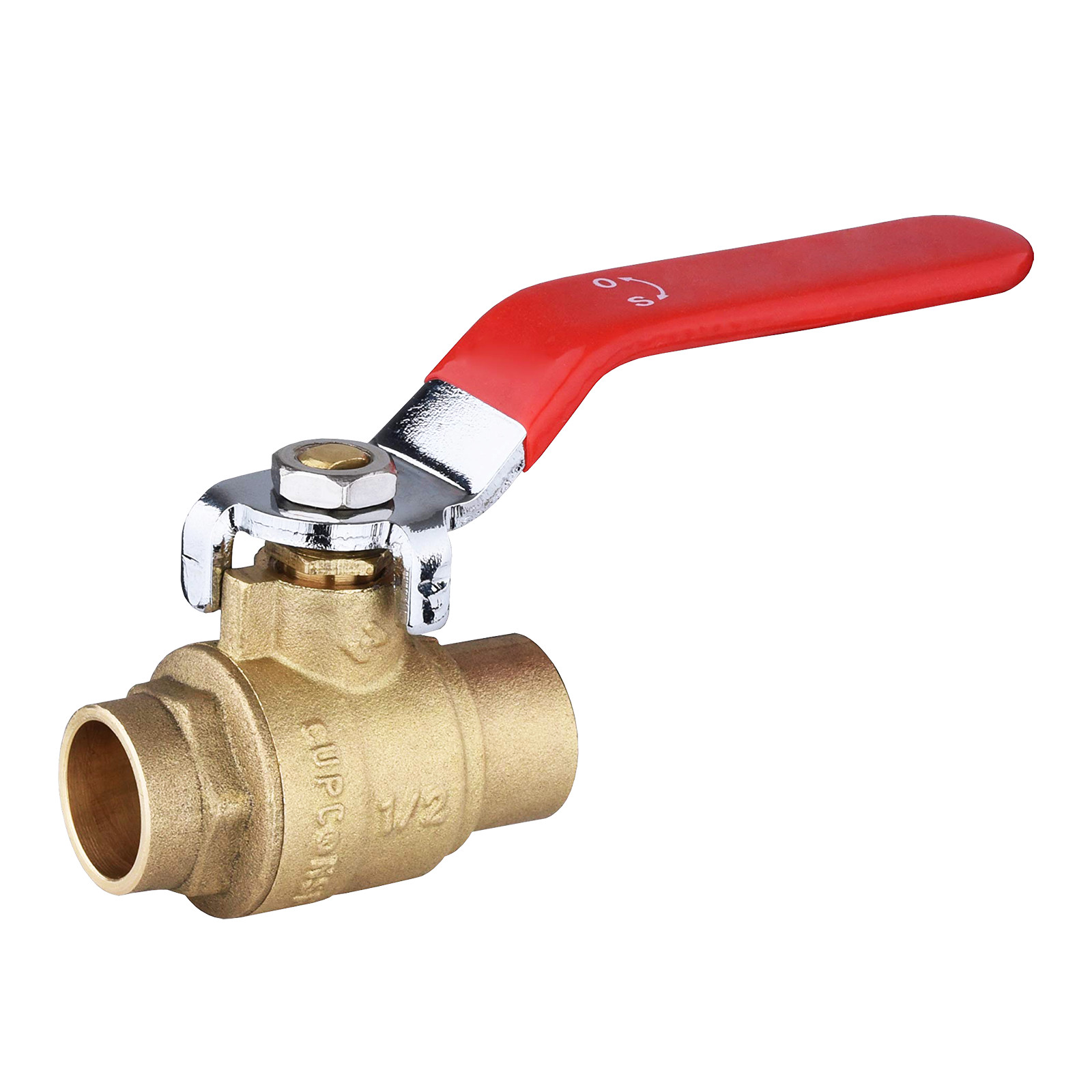 EFIELD 1/2" × 1/2" Sweat Ball Valve Red Lever Brass No Lead Free Shipping