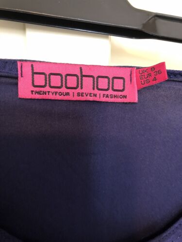 BOOHOO Ladies Dark Blue Stretch Satin Sleeveless Slinky Jumpsuit Bodysuit Size 8 - Picture 2 of 9