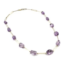 8kt yellow gold necklace 48cm necklace amethyst 333 gold chain women jewelry 18.2g