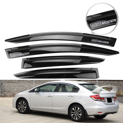 Smoke Rain Window Visors For 2012-2015 Honda Civic Coupe 2Dr – Tape On Slim Shade Guards