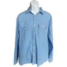 Mens Michael Kors Blue Gingham Plaid Button Down Dress Shirt - Sz XL