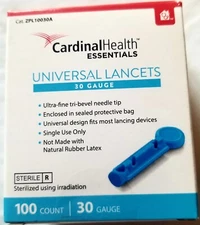 Cardinal Health Essentials 30 Gauge Universal Lancets 100 Count Exp. 03/2027
