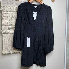 Topshop Black Long Sleeve Faux Wrap Dress size 6 new with tag