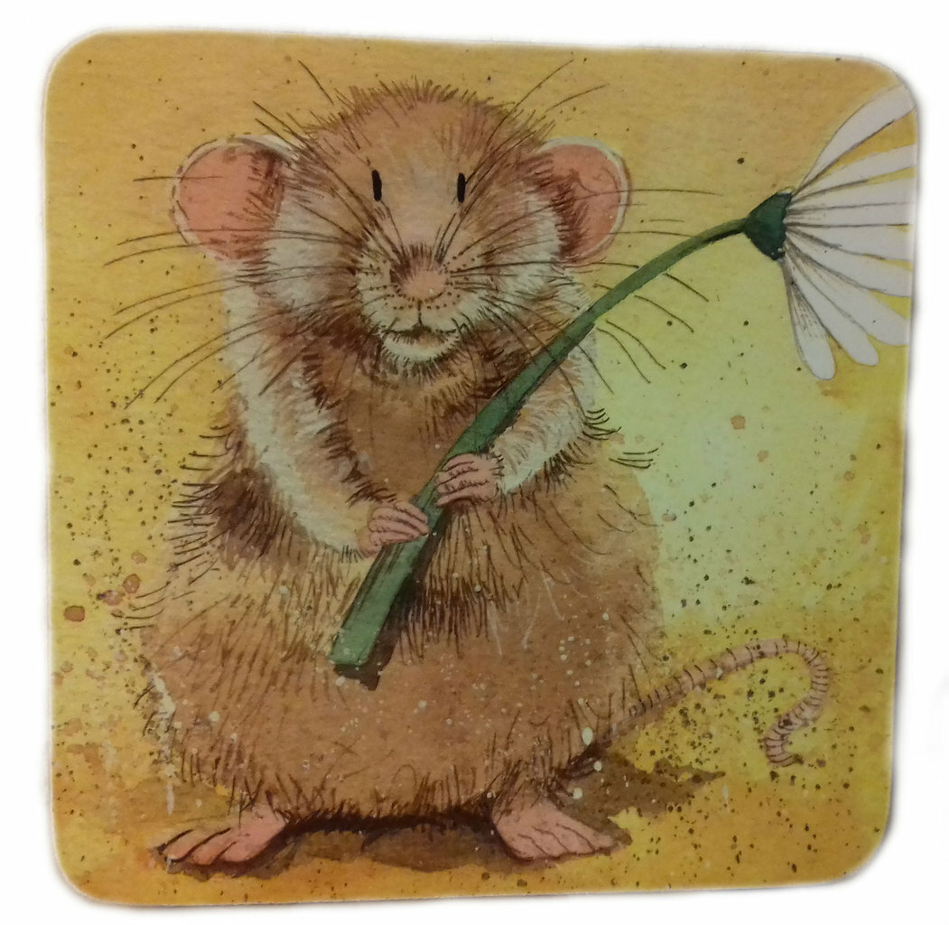 Malcolm Corked Backed Coaster, Alex Clark, Mouse, Tea, Coffee, Gifts C54