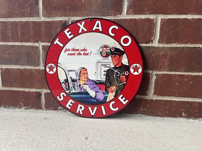 Texaco Service gasoline Oil Gas metal round sign | eBay