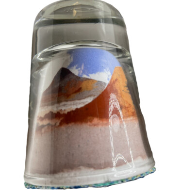 SANDS ART Painted Desert  upside-down shot glass paper weight 2.5''H Handmade AZ