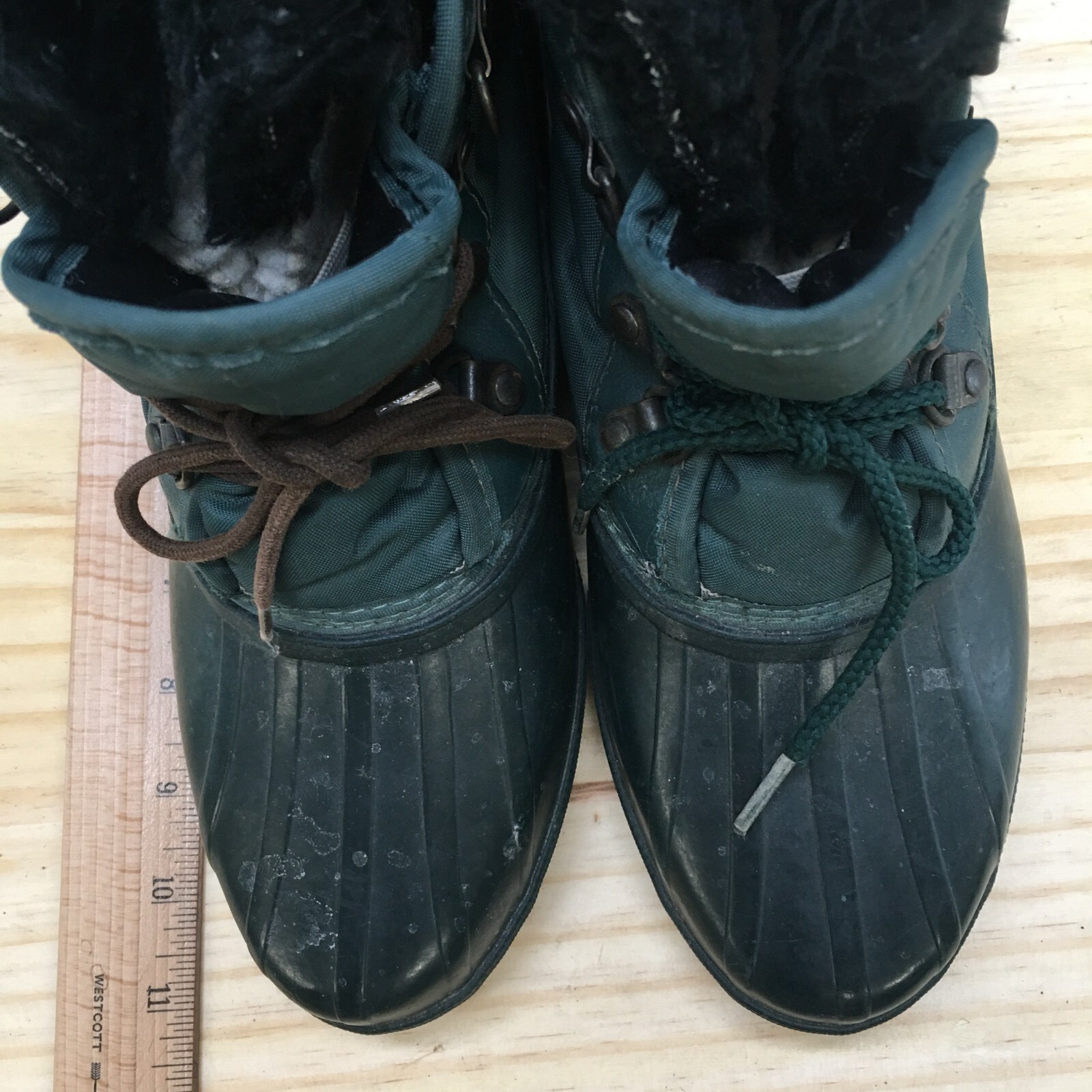 Sorel Duck Boots Youth 6 Womens 8 Snow Winter Green Rubber Handcrafted