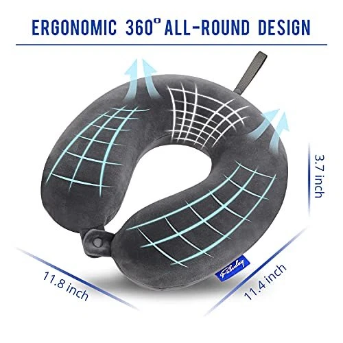 Travel Pillow Memory Foam for Airplanes - Neck Pillow for Traveling, Dark Gray