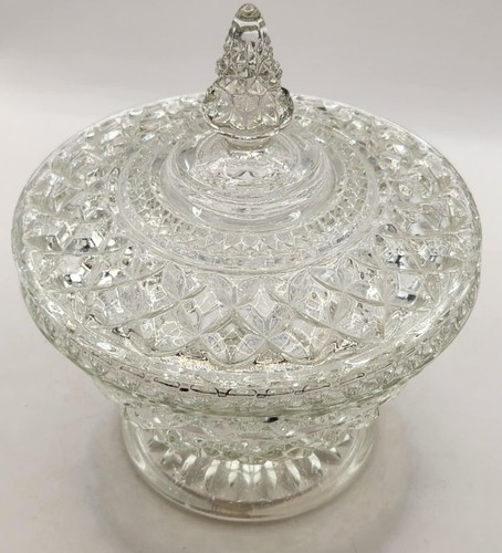 Vintage Wexford Anchor Hocking Pedestal Candy Dish Compote Lidded 7.5” Tall - Picture 3 of 11
