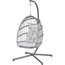 Relaxing Egg Chair Gray Economo Home, Modern Hanging Design for Patio & Balcony