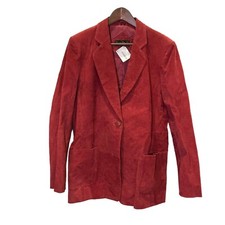 Vintage Komitor Jacket Womens 16 Red Suede Leather 1 Button Blazer Lined