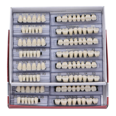 168pc Acrylic Resin Dental Denture 22# Shade A3 False Teeth Full Set Upper Lower