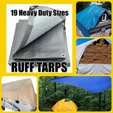 12 MIL HEAVY DUTY TARP Reversible Reinforced Canopy Tarp Tent Car Hay Roof Boats