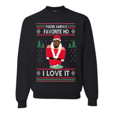 Gildan You're Santas Favorite Ho I love it Kanye Ugly Christmas Sweatshirt Small