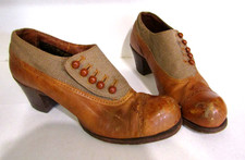 Vtg Victorian Edwardian Leather Button Up Women's Ankle Boots Shoes Brown GREAT