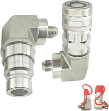 90 Degree Flat Face Hydraulic Quick Connect Coupler Set for Skid Steer, Heavy-Du