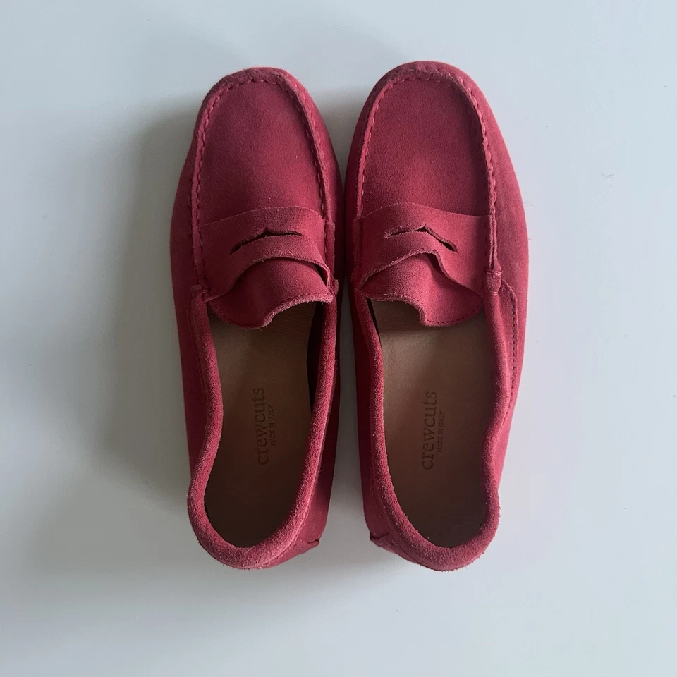 NUEVO Mocasines Crewcuts Niños Grandes Niños 4 Rojo Gamuza Suave Vacaciones Navidad Foto 4 de 4