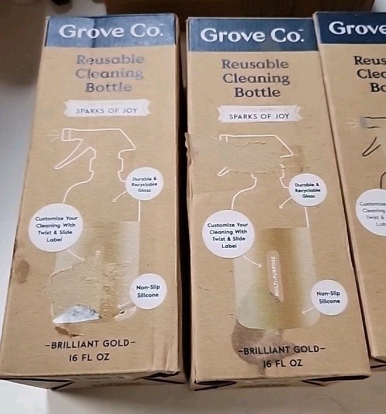 2 Brilliant Gold Grove Co 16oz Glass Spray Bottle Silicone Sleeve w/Spray Nozzle
