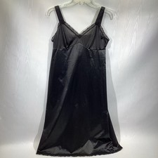 VANITY FAIR Vintage Black Nylon 36 Long Full Slip Lace Rockabilly Excellent