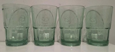 4 x Bacardi Rum Mojito Fledermaus gestempelt Logo geprägt Cocktail Vintage Glas grün getönt