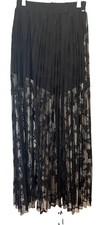 Whimsygoth Black Tulle Butterfly Lace Pleated Maxi Skirt W/shorts Lining XS