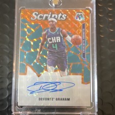 Panini 2019-20 Mosaic Scripts Devonte' Graham Orange Prizm Auto #SC-DGR Hornets