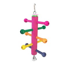 Rotating Wooden Ladder Stand Toys Cage Climbing Toys Birds Chewing Tearing Toy