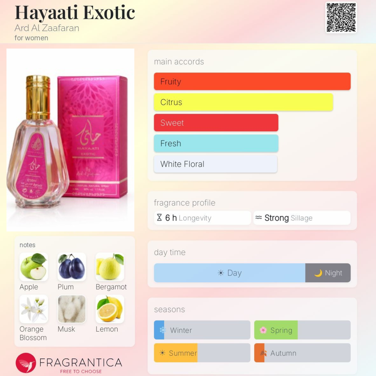 Hayaati Exotic by Ard Al Zaafaran 50ml EDP Long Lasting Arabic Perfume