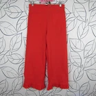 Maeve Colette Hi-Rise Wide Leg Cropped Chino Pants Ruffle Hem Coral Linen sz. 28