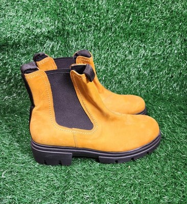 Paul Green Women Junior Platform Mustard Nubuck Suede Chelsea Boots 7.5US AUS 5