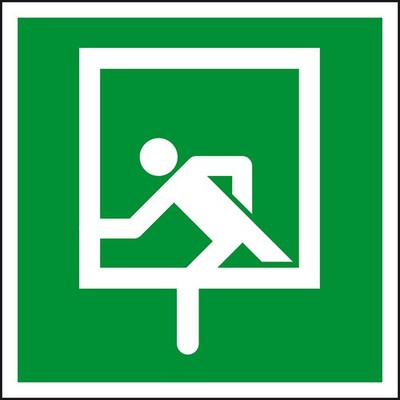 Rettungsschild Notausstieg Folie selbstkl.200x200mm ASR A1.3 DIN 4844 D-E019