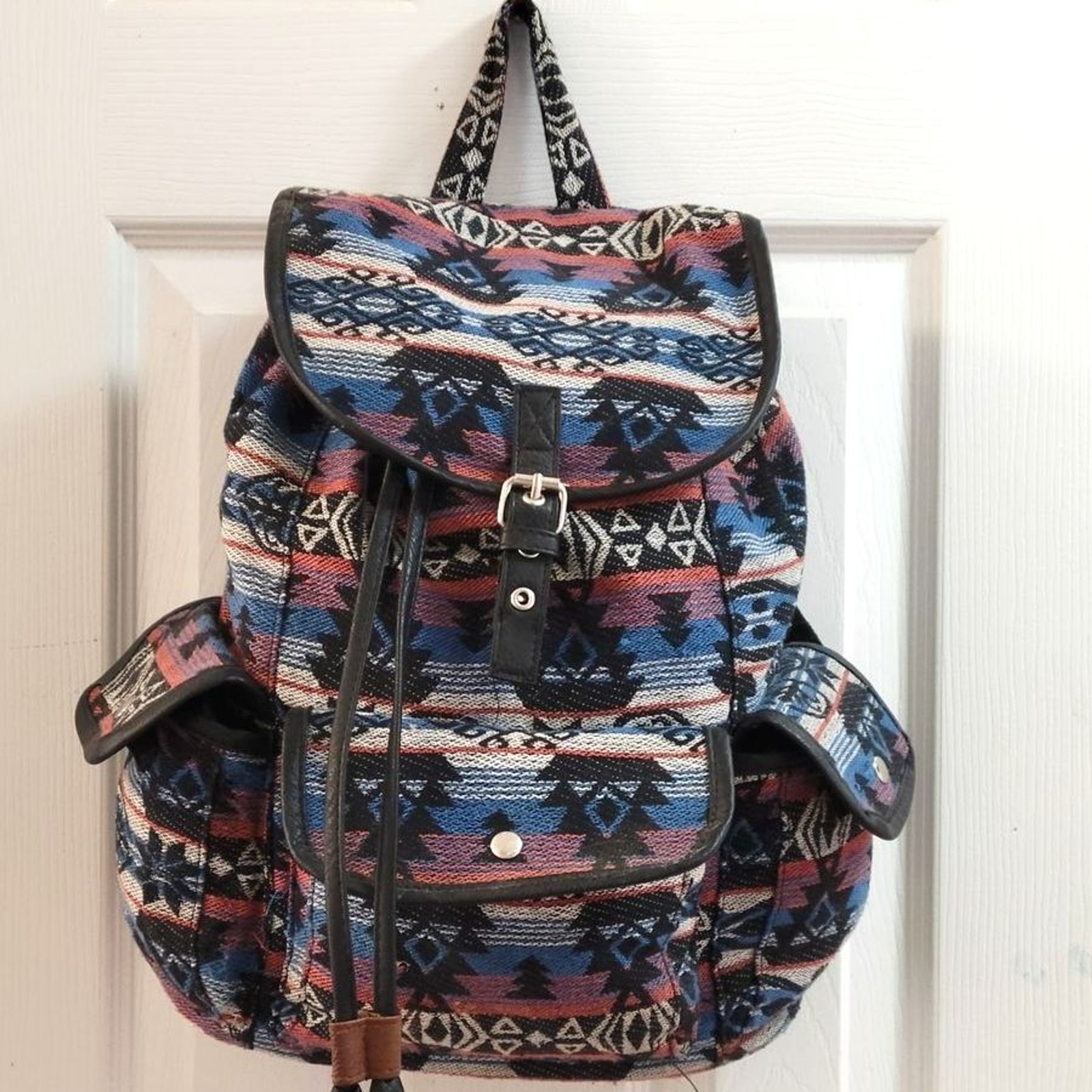 Colorful Patterned Canvas Backpack - image 1