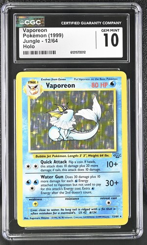 Vaporeon (Unlimited) graded CGC 10 for sale on eBay