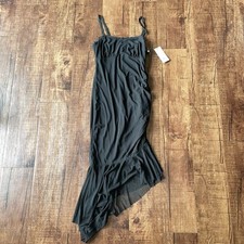 Wild Fable Women's S Black Lace Trim Asymmetrical Hem Ruched Slip Dress NWT