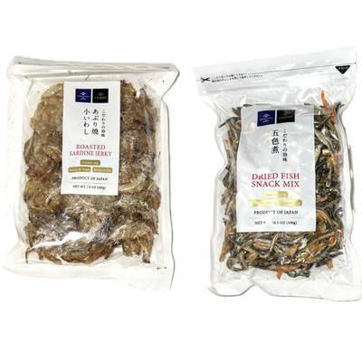 Kuze Fuku & Sons Japanese Dried Fish Snack Mix, Roasted Sardine Conger Eel Jerky
