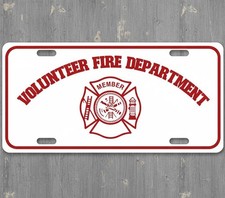 Volunteer Fire Department 6 x 12 Novelty Aluminum License Plate Made In USA New!