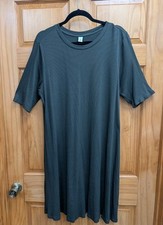 Old Navy Women's 2X Dress Ribbed Knit Short Sleeves Fit & Flare Khaki Green