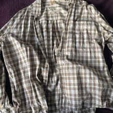 Timberland XL White and Brown Checked Shirt Long Sleeve. 100% Cotton