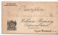 GB William Ramsey  Chemist Prescription Cover + original Prescription WS46554