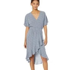 J. Crew V-Neck High Low Ruffle Hem Faux Wrap Floral Midi Dress L2354 Size XXS
