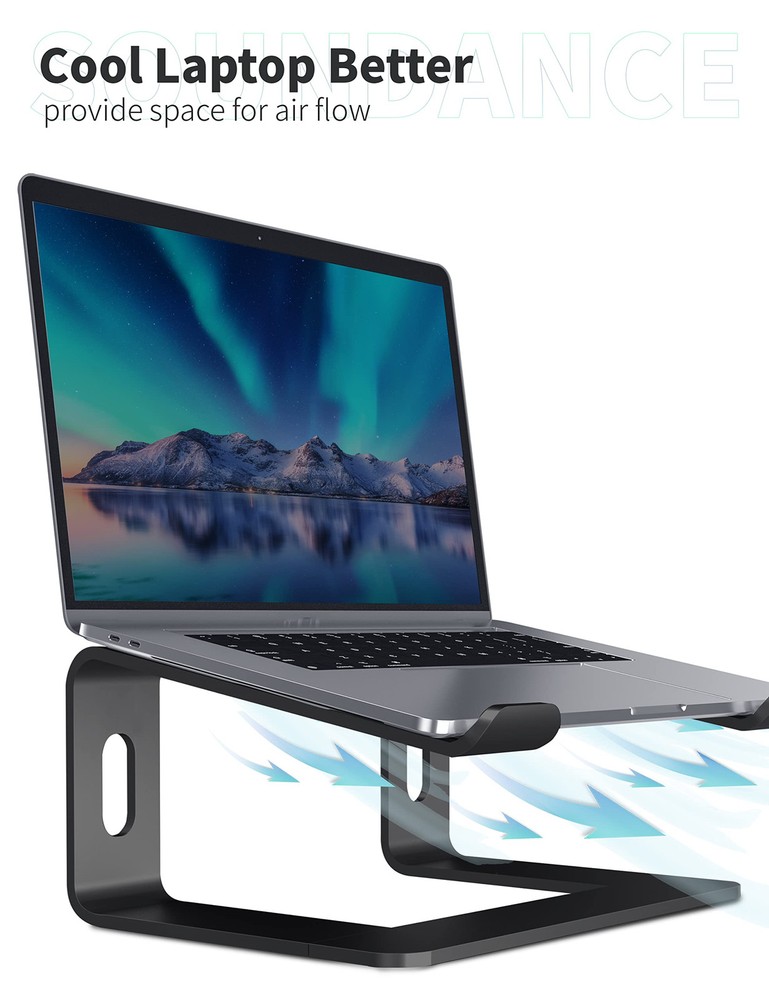 Sleek Aluminum Laptop Stand for Ergonomic Desk Setup with Adjustable Height
