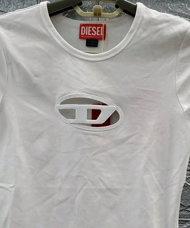New Diesel Angie Logo Cut Out Tee White Size XSmall - Image 2 of 4