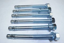 New Lot of 6) 1" x 12" Wedge Anchor Carbon Steel Zinc Plated Ships FREE