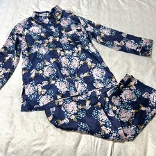 Victoria  s Secret Pajama Women  s Size Small 2 Piece Pajama Set Blue Floral Silky
