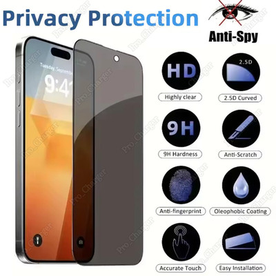 Privacy TEMPERED GLASS Screen Protector LOT For iPhone 16 15 14 13 12 11 X XR 8
